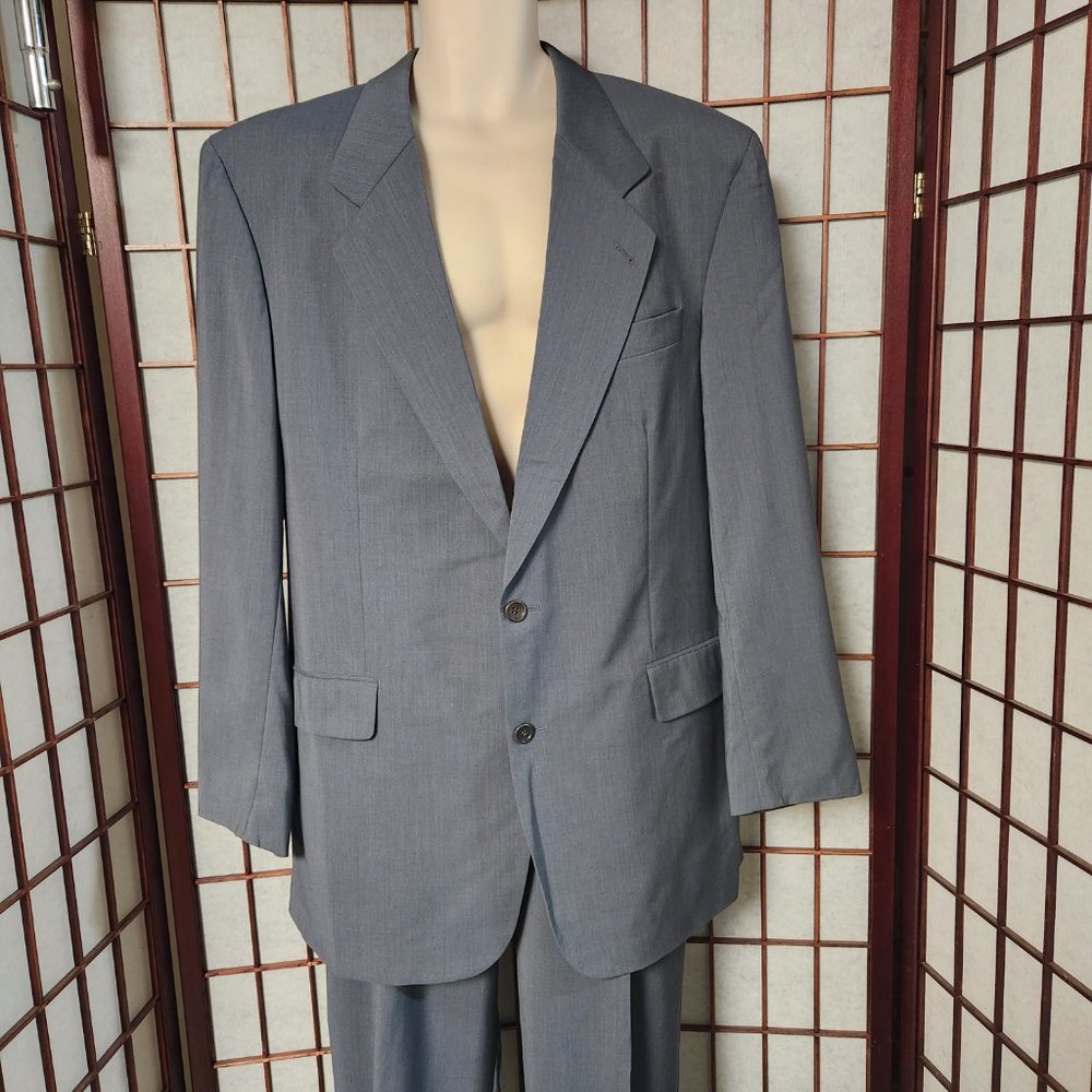 Hugo Boss 1881 Cerruti Metallizzato 100s Blue Gray Wool Suit